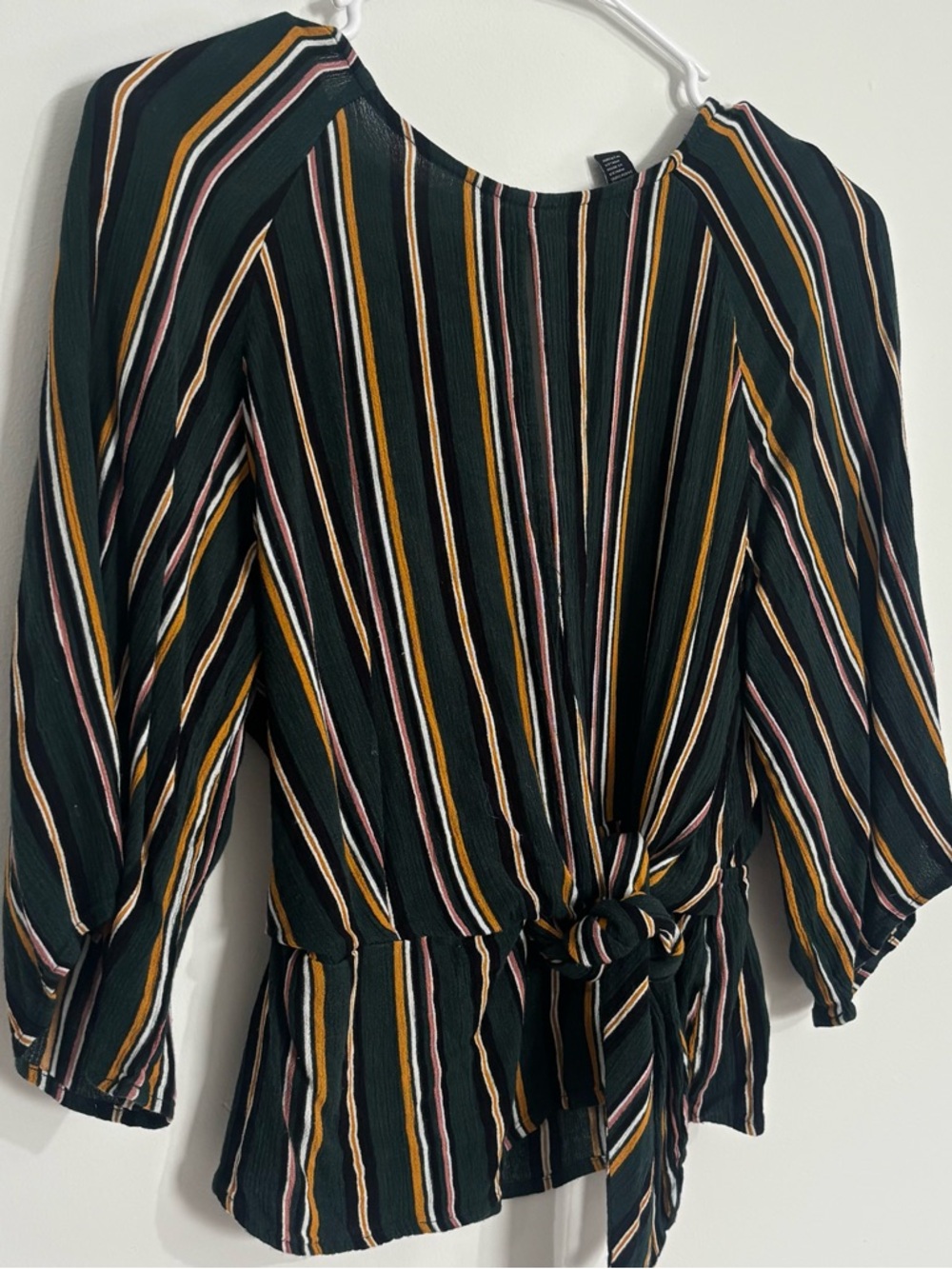 Forever 21 Striped Blouse | Tie Waist | Flowy Sleeve Top - Picture 4 of 7